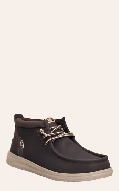 Hey Dude Men's Wally Mole Brown & Tan Moc Toe Casual Shoes In Black