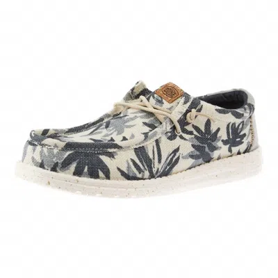 Hey Dude Men's Wally Palm Slip-on Shoes In Egret/cloud Blue In Gray