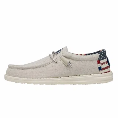 Hey Dude Men's Wally Patriotic Shoes In Off White