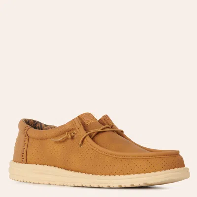 Hey Dude Men's Wally Perf Bone Brown & Boulder Tan Moc Toe Shoes