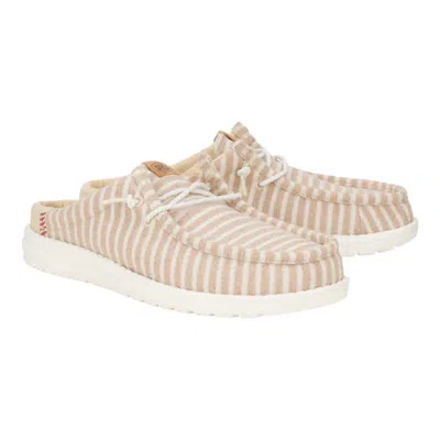 Hey Dude Men's Wally Slip Resort Shoes In Tan/white In Neutral