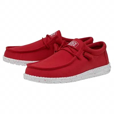 Hey Dude Men's Wally Slub Slip-on Shoes In Red