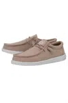 Hey Dude Mens Wally Slub Canvas Loafer - Tan In Pink