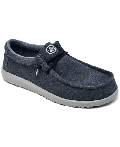 Hey Dude Men's Wally Stretch Jersey Slip-on Lifestyle Moccasin Loafers From Finish Line In Blue