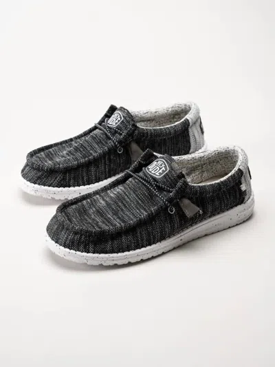 Hey Dude Men's Wally Stretch Mix Slip-on Shoes In Meteorite In Black