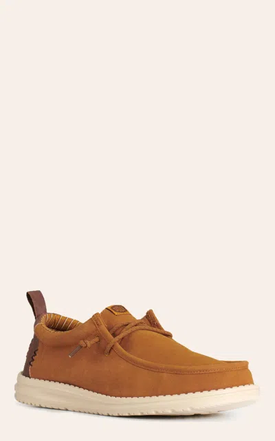 Hey Dude Men's Wally Vintage Canvas Spice Moc Toe Casual Shoes In Brown