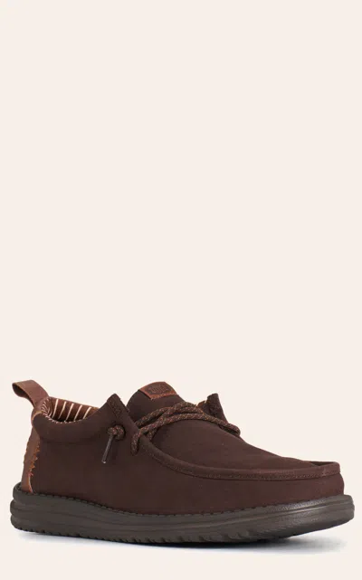 Hey Dude Men's Wally Vintage Chocolate Canvas Moc Toe Casual Shoes In Brown