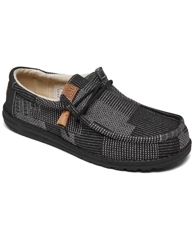 Hey Dude Men's Wally Work Wear Casual Moccasin Sneakers From Finish Line In Black Patchwork