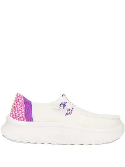 Hey Dude Platform Herringbone Desert Boots In White