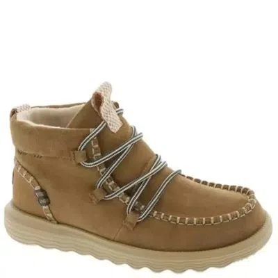 Hey Dude Reyes Boot Women's 9 Brown Suede Moc Toe Comfort Slip-on Ankle Khd2284