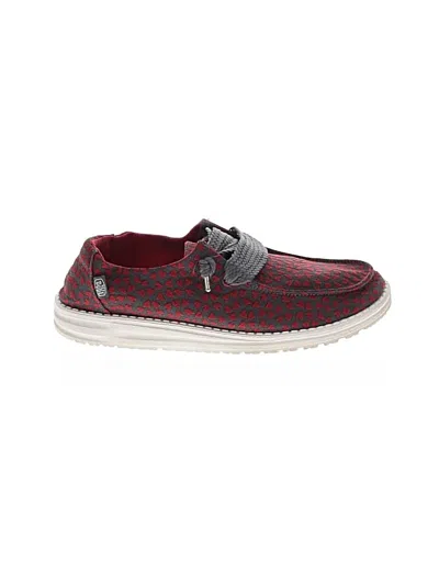 Pre-owned Hey Dude Sneakers In Burgundy