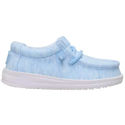 Hey Dude Wally Stretch Jersey (little Kid/big Kid) Kid's Shoes Light Blue : 5 Big Kid M, Synthetic