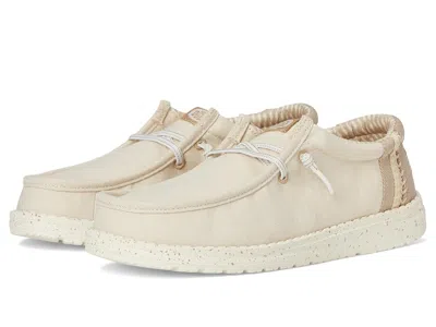 Hey Dude Wally Break Brushed Linen (little Kid/big Kid) Boys Shoes Tan : 11 Little Kid M, Cotton In Brown