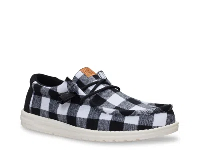 Hey Dude Wally Buffalo Check Slipon In Black