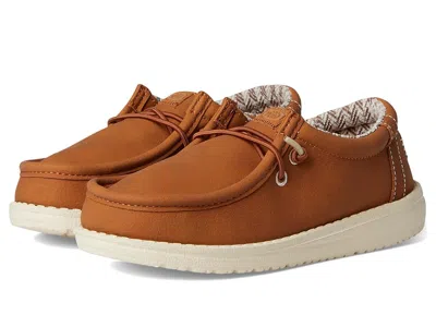 Hey Dude Wally Classic (little Kid/big Kid) Boys Shoes Tan : 4 Big Kid M, Canvas In Brown
