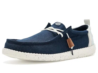 Hey Dude Wally Craft Linen Men's Shoes Navy Blazer/multi: 13 M In Blue