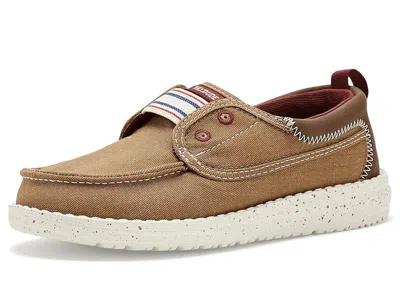 Hey Dude Wally Cru Crafted Varsity (little Kid/big Kid) Boys Shoes Cognac: 3 Little Kid M In Burgundy