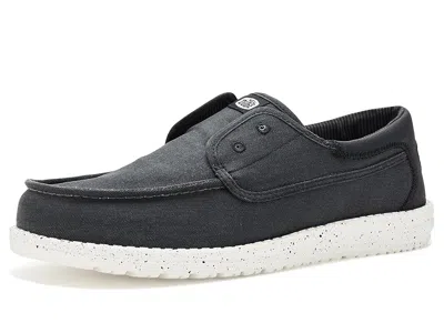 Hey Dude Wally Cru Stretch Canvas Men's Shoes Black/white: 14 M