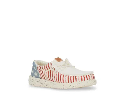 Hey Dude Wally Funk Americana Stars Ame Slipon Kids' In White/red