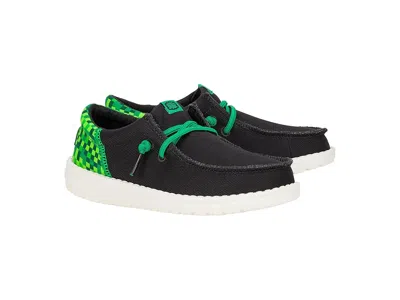 Hey Dude Wally Funk Gaming (little Kid/big Kid) Boys Shoes Black/green: 5 Big Kid M