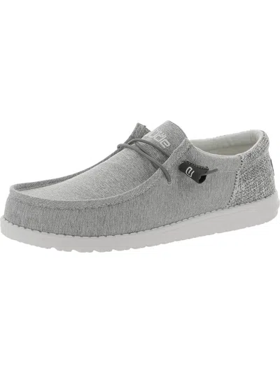 Hey Dude Wally Funk Mens Textured Lightweight Lace Up Flats In Grey