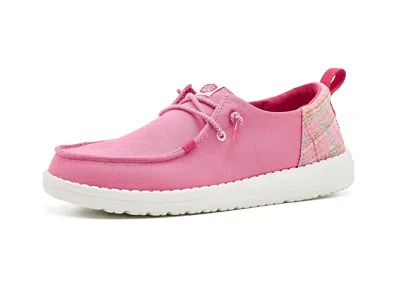 Hey Dude Wally Funk Prep Plaid Kid's Shoes Cameo Pink/multi : 7 Big Kid M, Polyester