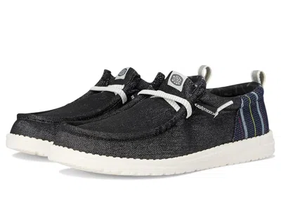 Hey Dude Wally Funk Striped Denim In Black