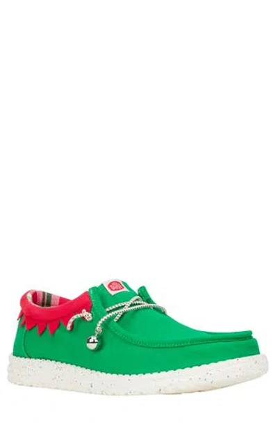 Hey Dude Wally Holiday Moc Toe Slip-on Shoe In Green