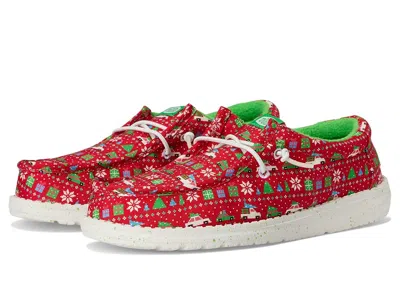 Hey Dude Wally Holiday Sweater (little Kid/big Kid) Boys Shoes Red/green : 4 Big Kid M, Canvas In Multi