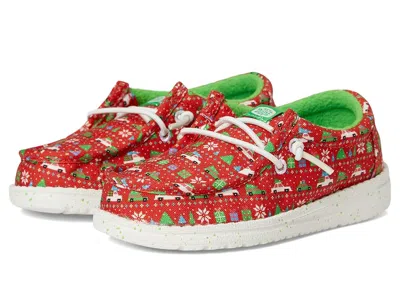 Hey Dude Kids' Wally Holiday Sweater (toddler) Boys Shoes Red/green : 10 Toddler M, Canvas In Multi