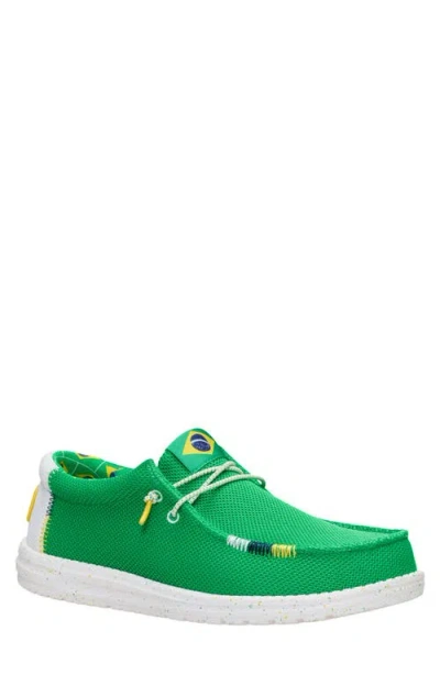 Hey Dude Wally Brazil Slipon In Green