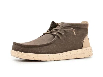 Hey Dude Wally Mid Gripr Stretch Canvas In Brown