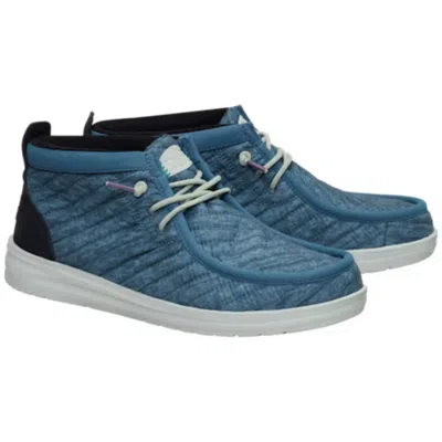 Hey Dude Wally Mid Gripr Washed Quilt 44295-4yh Men Blue Casual Shoes Posh046