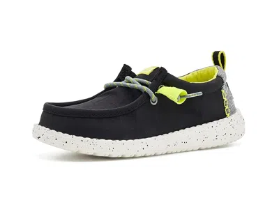 Hey Dude Wally Mini Ripstop (little Kid/big Kid) Boy's Shoes Black/multi: 12 Little Kid M