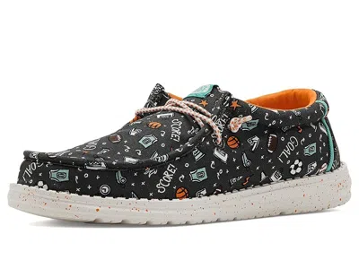 Hey Dude Wally Print Boy's Shoes Black/multi : 2 Little Kid M, Cotton