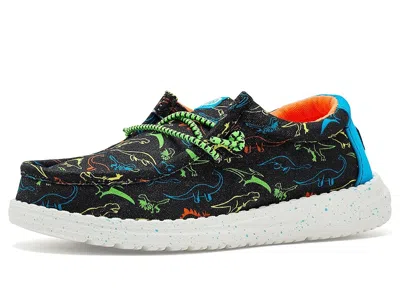 Hey Dude Wally Print Boy's Shoes Black/neon : 4 Big Kid M, Canvas