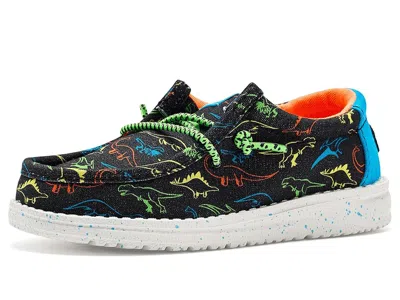 Hey Dude Kids' Wally Print Boy's Shoes Black/neon : 8 Toddler M, Canvas
