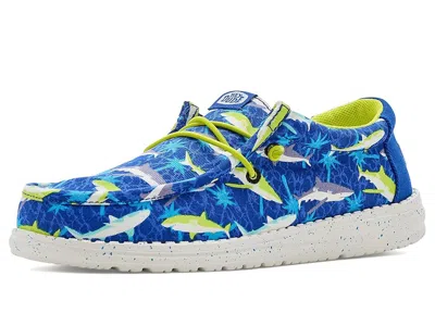 Hey Dude Wally Print Boy's Shoes Blue/multi : 5 Big Kid M, Cotton