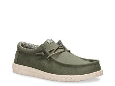 Hey Dude Wally Stretch Canvas Slipon In Green