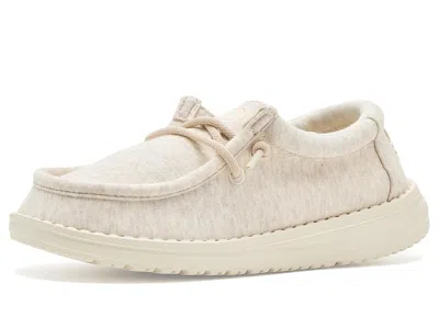 Hey Dude Wally Stretch Jersey (little Kid/big Kid) Kid's Shoes Oatmeal : 5 Big Kid M, Synthetic In Brown