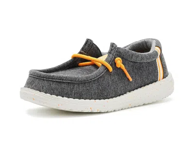 Hey Dude Wally Stretch Jersey Varsity (little Kid/big Kid) Boy's Shoes Mid Grey/orange: 6 Big Kid M In Gray