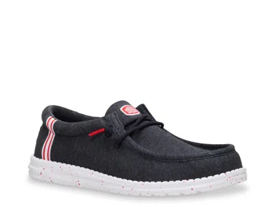 Hey Dude Wally Stretch Jersey Varsity Slipon In Black
