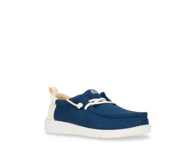 Hey Dude Wally Summer Linen Slipon Kids' In Blue/white