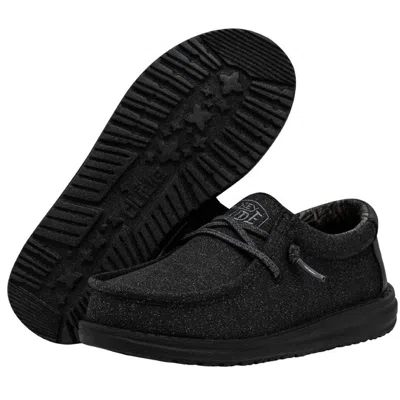 Hey Dude Wally Youth Shoes In Basic Black In Multi