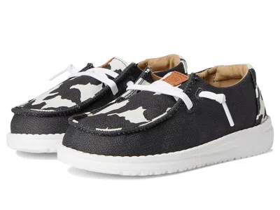 Hey Dude Kids' Wendy Animal (toddler) Girls Shoes Black/cow : 10 Toddler M, Canvas