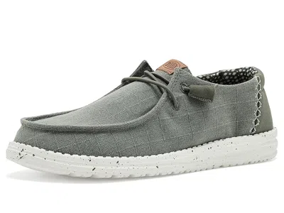 Hey Dude Wendy Chambray Grid Women's Flat Shoes Dark Olive: 9 M In Green