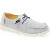 Hey Dude Wendy Chambray Slip-on Moc Toe Shoe In White Blue