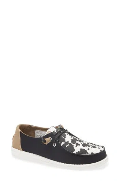 Hey Dude Wendy Cowgirl Boat Shoe In Cowgirl Black/white
