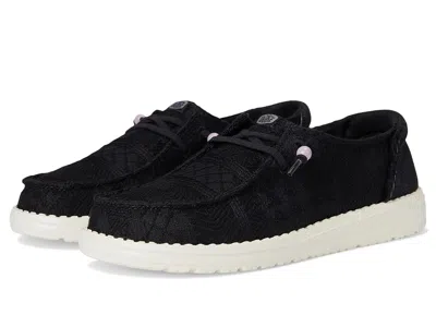 Hey Dude Wendy Crochet Lace Women's Flat Shoes Black: 5 M