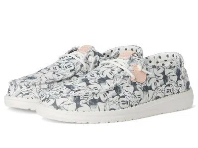 Hey Dude Wendy Minnie Mouse Print (little Kid/big Kid) Girl's Shoes Grey : 1 Little Kid M, Canvas In Gray